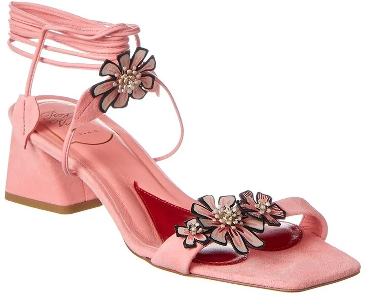 Roger Vivier Vivier Blossom Suede Sandal