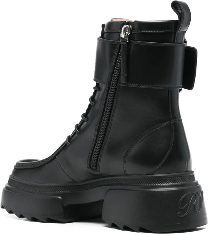 Roger Vivier Wallaviv Strass Buckle Leather Boots - Image 3