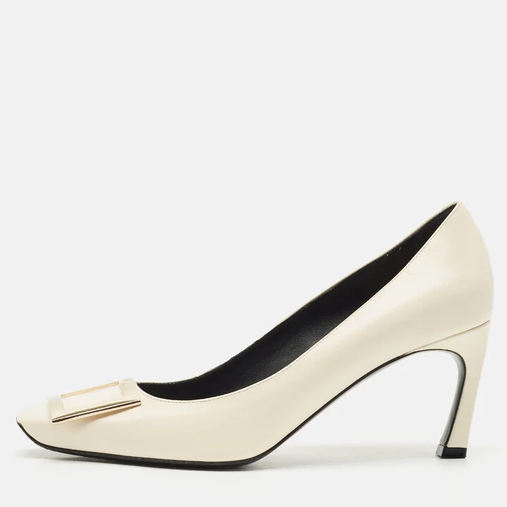 Roger Vivier White Leather Trompette Pumps Size 37
