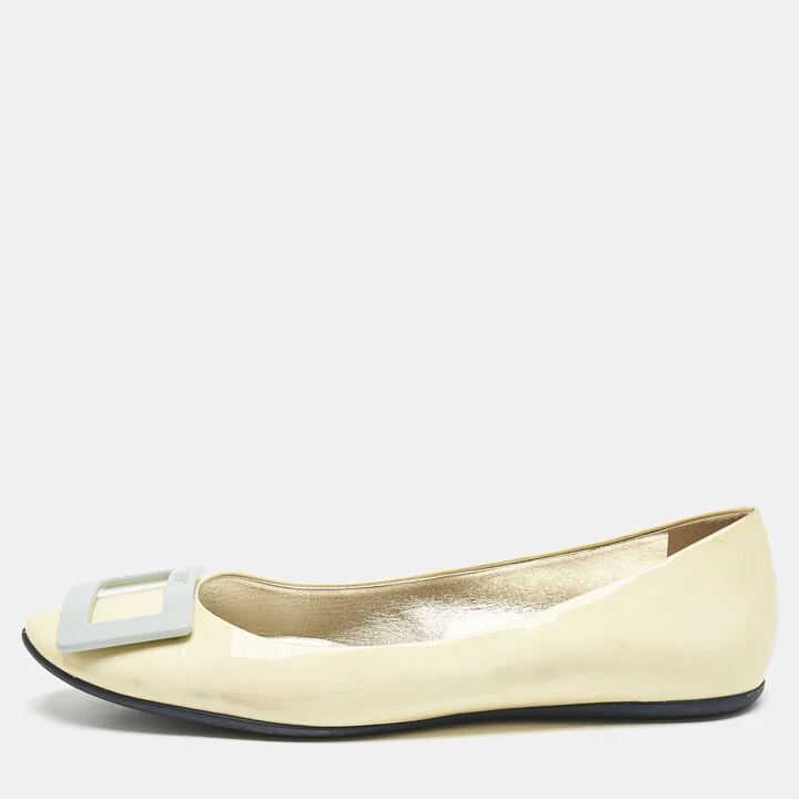 Roger Vivier Yellow Patent Leather Trompette Ballet Flats Size 39