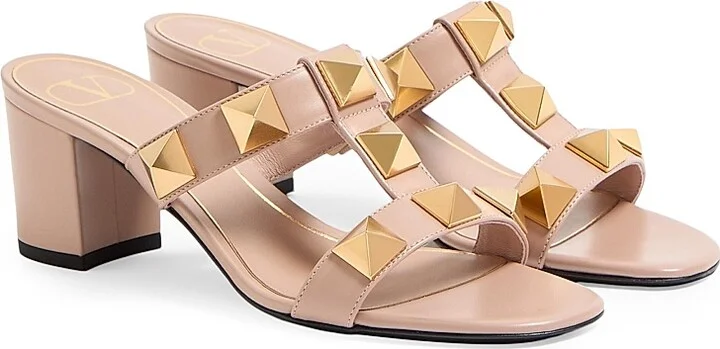 Roman 60MM Stud Calfskin Slide Sandals - Rose Cannelle - Size 7.5 - Image 2