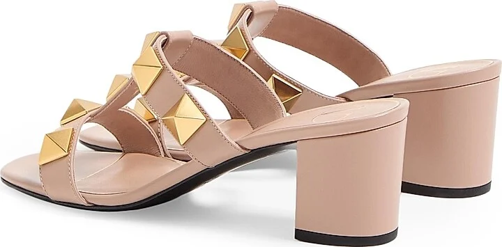 Roman 60MM Stud Calfskin Slide Sandals - Rose Cannelle - Size 7.5 - Image 4