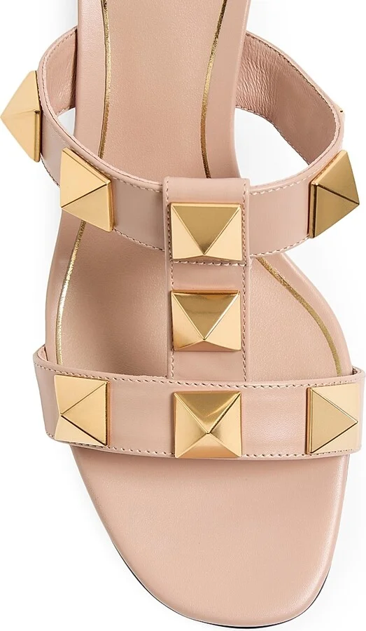Roman 60MM Stud Calfskin Slide Sandals - Rose Cannelle - Size 7.5 - Image 5