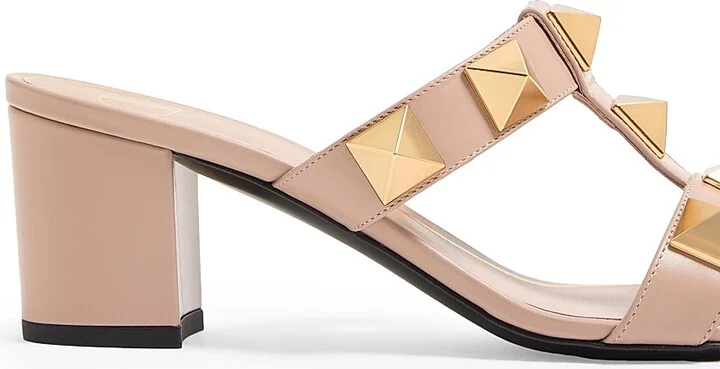 Roman 60MM Stud Calfskin Slide Sandals - Rose Cannelle - Size 7.5 - Image 7