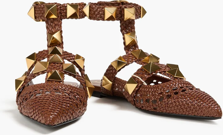 Roman Stud braided leather point-toe flats - Image 2