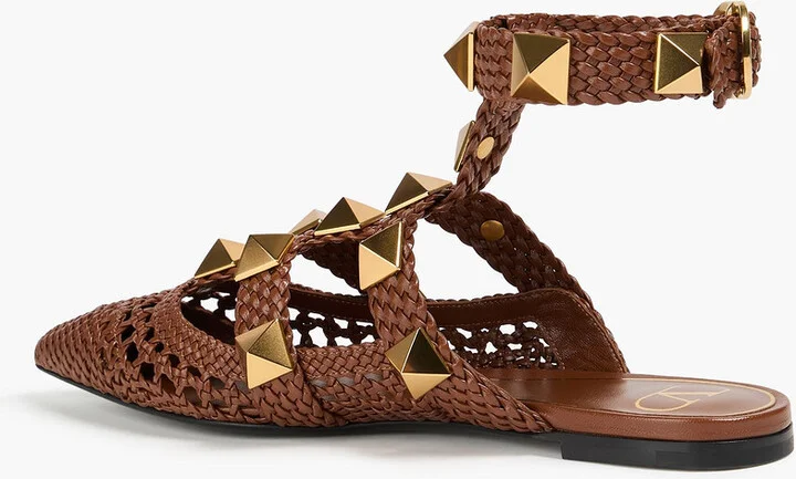 Roman Stud braided leather point-toe flats - Image 3