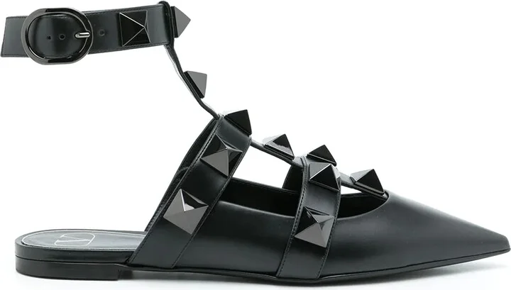 Roman Stud flat pumps
