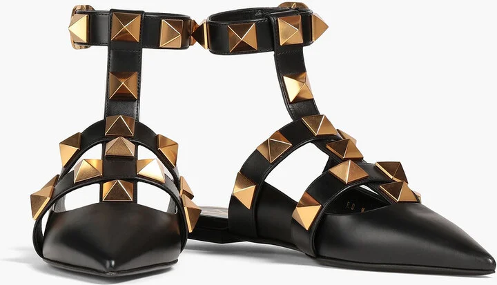 Roman Stud leather point-toe-flats - Image 5