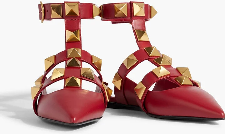 Roman Stud leather point-toe-flats - Image 8