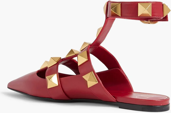 Roman Stud leather point-toe-flats - Image 9