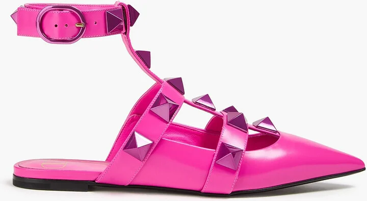 Roman Stud leather point-toe flats