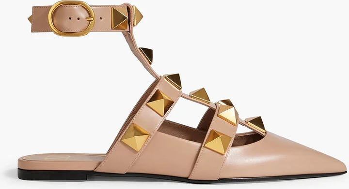Roman Stud leather point-toe-flats