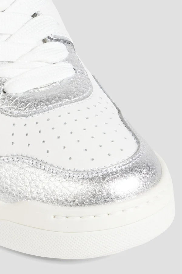 Roman Stud metallic smooth and pebbled-leather sneakers - Image 4