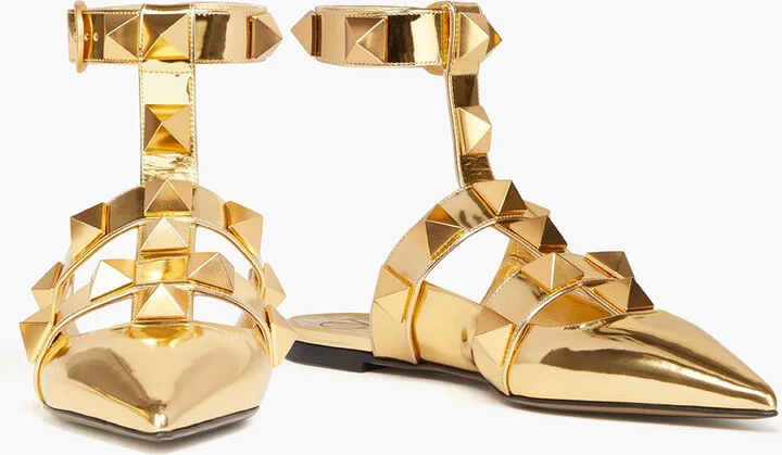 Roman Stud mirrored-leather point-toe flats - Image 2