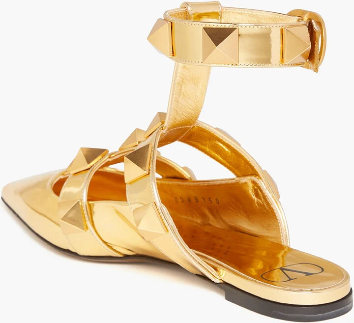 Roman Stud mirrored-leather point-toe flats - Image 3