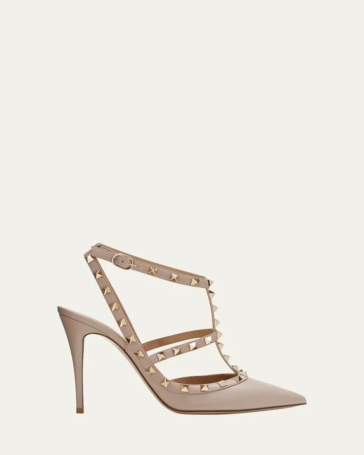 Roman Stud Pointed Caged Pumps
