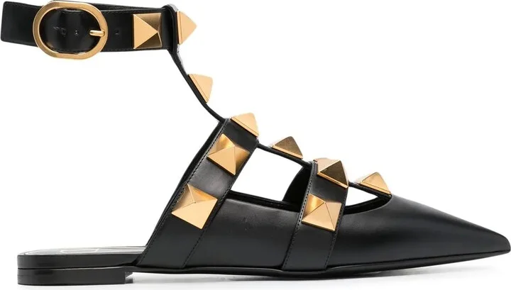 Roman Stud pointed-toe ballerina shoes