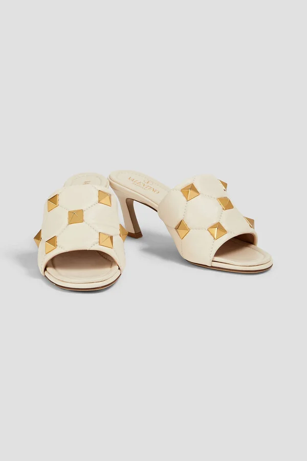 Roman Stud quilted leather mules - Image 2
