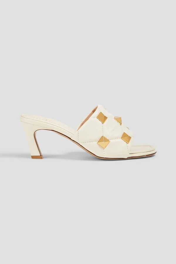 Roman Stud quilted leather mules