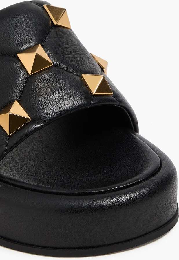 Roman Stud quilted leather platform slides - Image 4