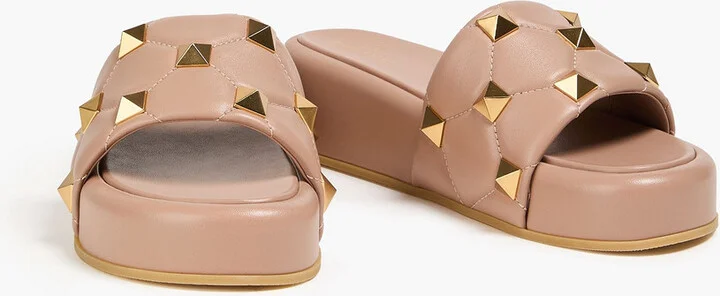 Roman Stud quilted leather platform slides - Image 5