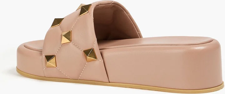 Roman Stud quilted leather platform slides - Image 6