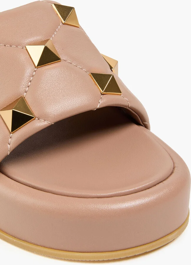 Roman Stud quilted leather platform slides - Image 7