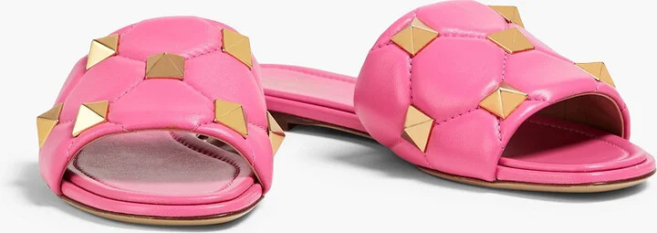 Roman Stud quilted leather slides - Image 2