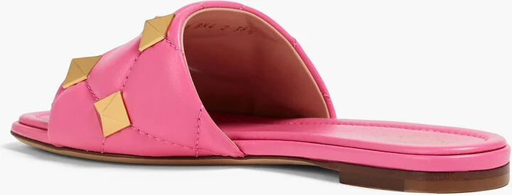 Roman Stud quilted leather slides - Image 3