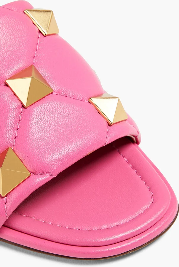 Roman Stud quilted leather slides - Image 4