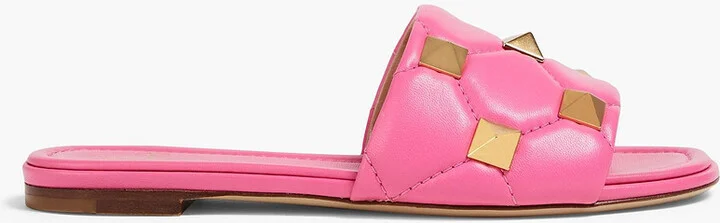 Roman Stud quilted leather slides