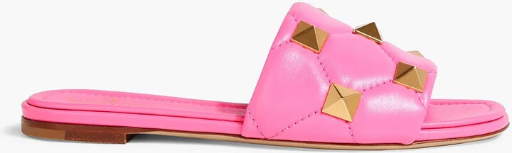Roman Stud quilted leather slides