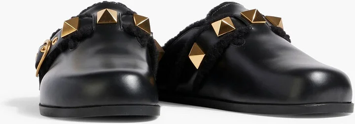 Roman Stud shearling-lined leather slippers - Image 2