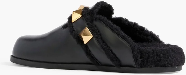 Roman Stud shearling-lined leather slippers - Image 3