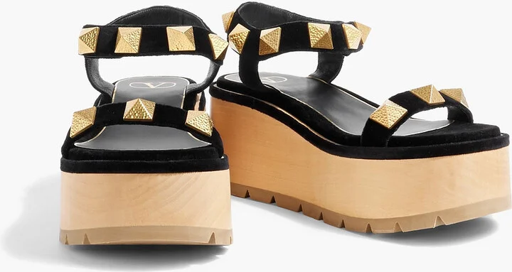 Roman Stud velvet platform sandals - Image 2