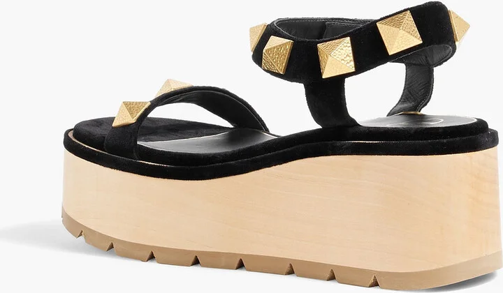 Roman Stud velvet platform sandals - Image 3