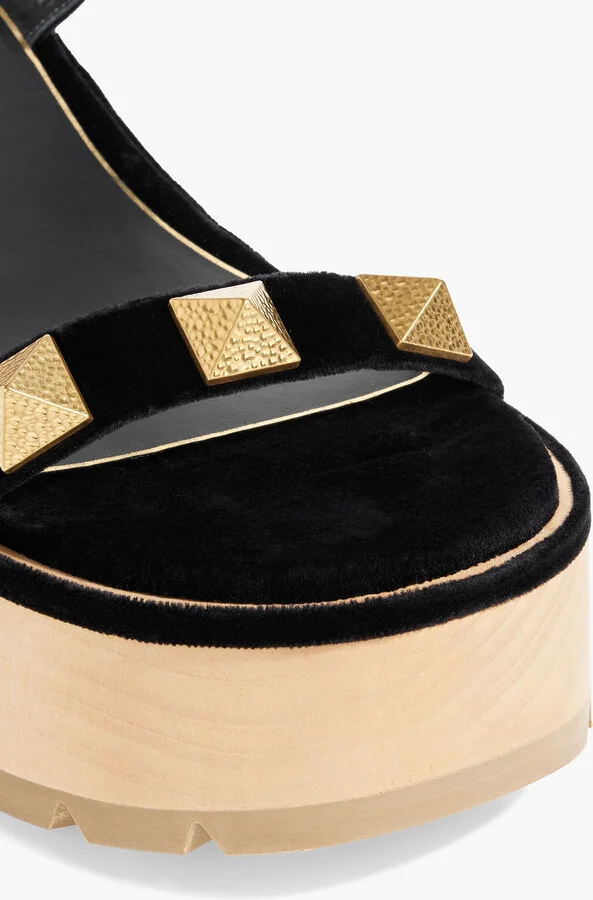 Roman Stud velvet platform sandals - Image 4