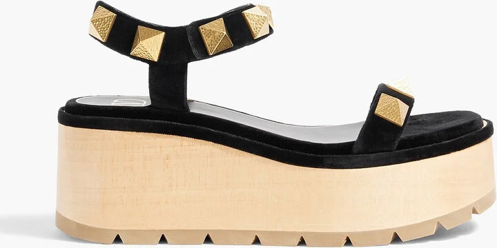 Roman Stud velvet platform sandals
