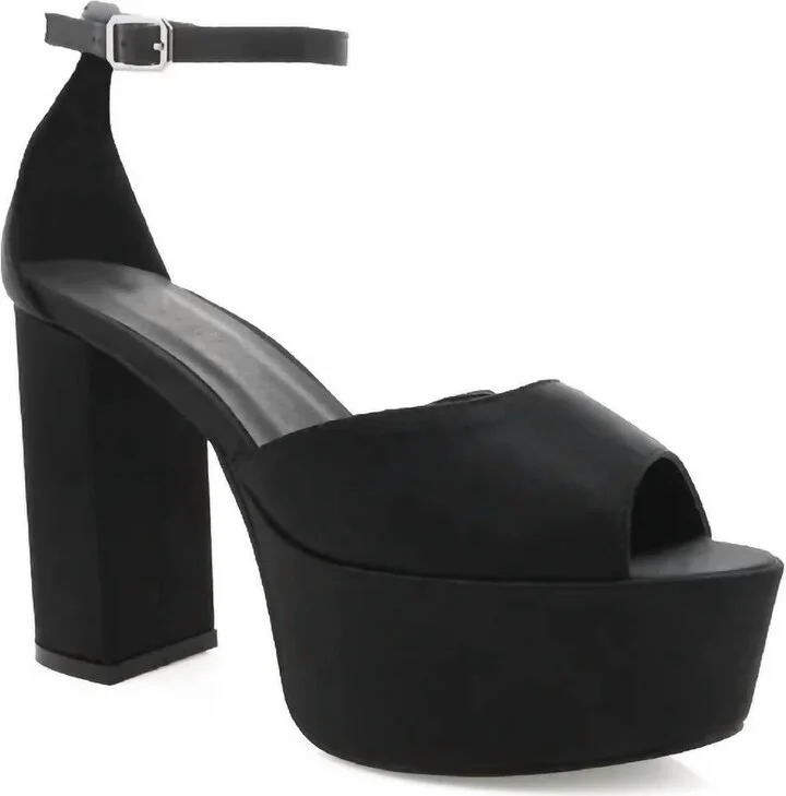 Romara Platform Heels In Black Satin