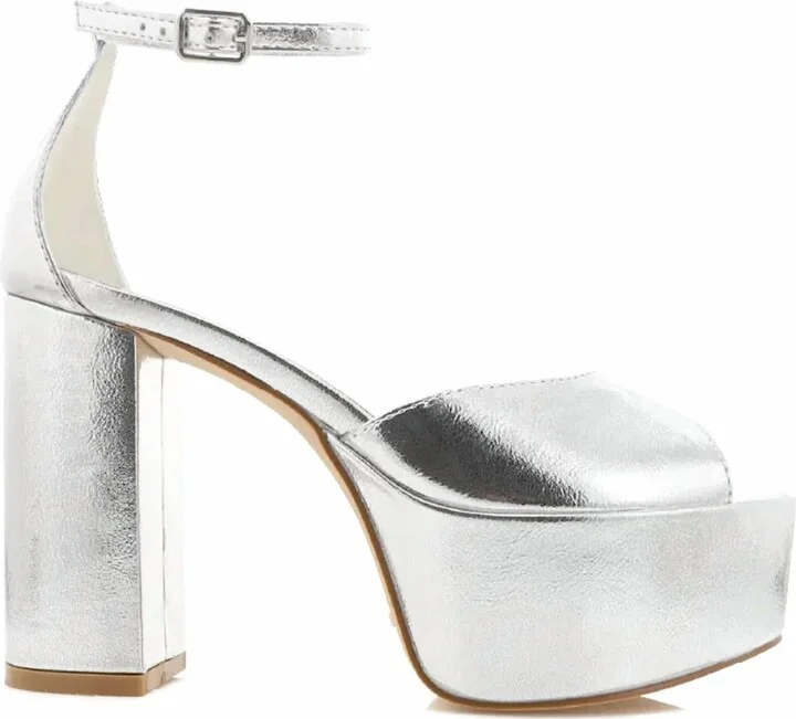 Romara Platform Heels In Silver Metallic