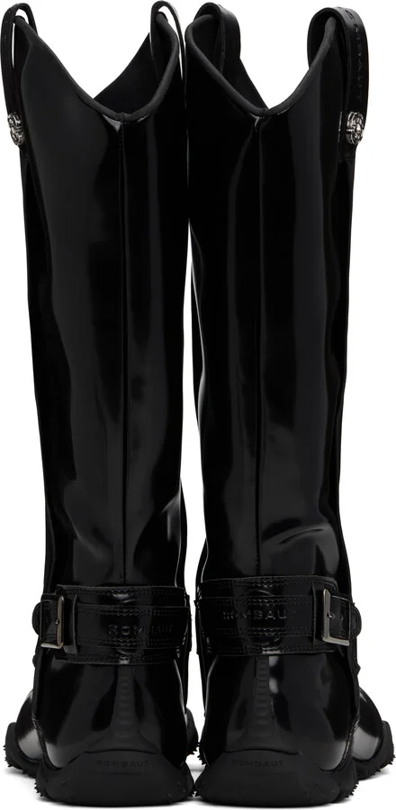 Rombaut Black No Cow Patent Cowboy Boots - Image 2