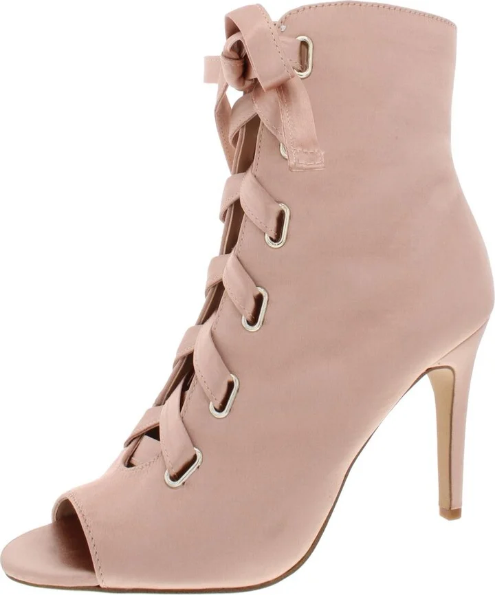 Romeily Womens Satin Peep-Toe Booties