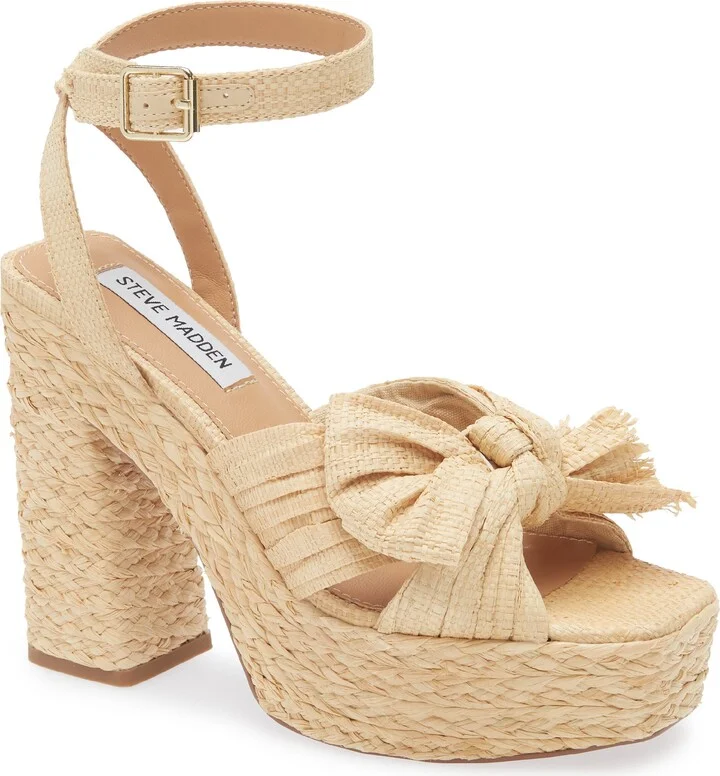 Romey Raffia Platform Ankle Strap Sandal