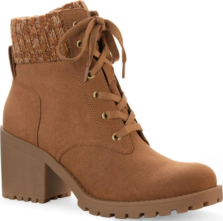 Romina Womens Knit Combat & Lace-up Boots