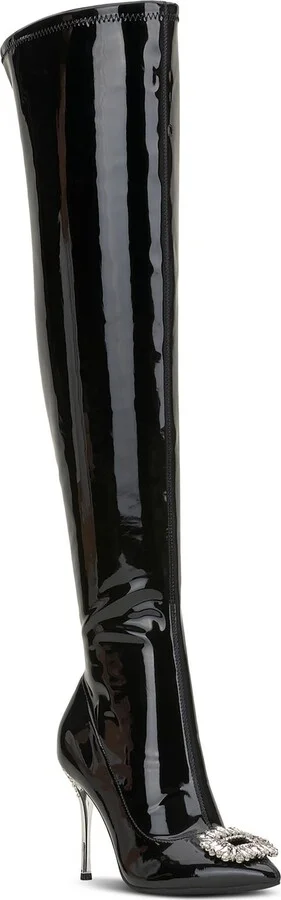 Romina Womens Patent Metallic Thigh-High Boots