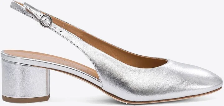 Romy 55 Laminated Leather Slingback Pumps