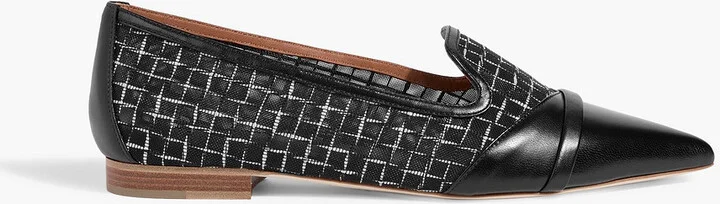 Romy embroidered mesh and leather point-toe flats