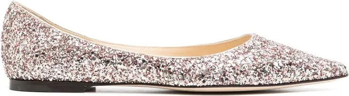 Romy glitter-embellished pointed-toe ballet flats