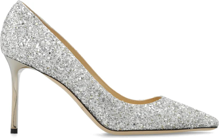‘Romy’ Glitter Pumps, , - Silver