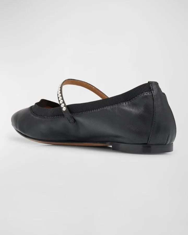 Romy Leather Pearly Mary Jane Ballerina Flats - Image 2